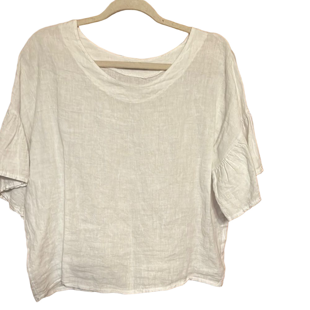 Viola Borghi linen  ruffle  Sleeve top